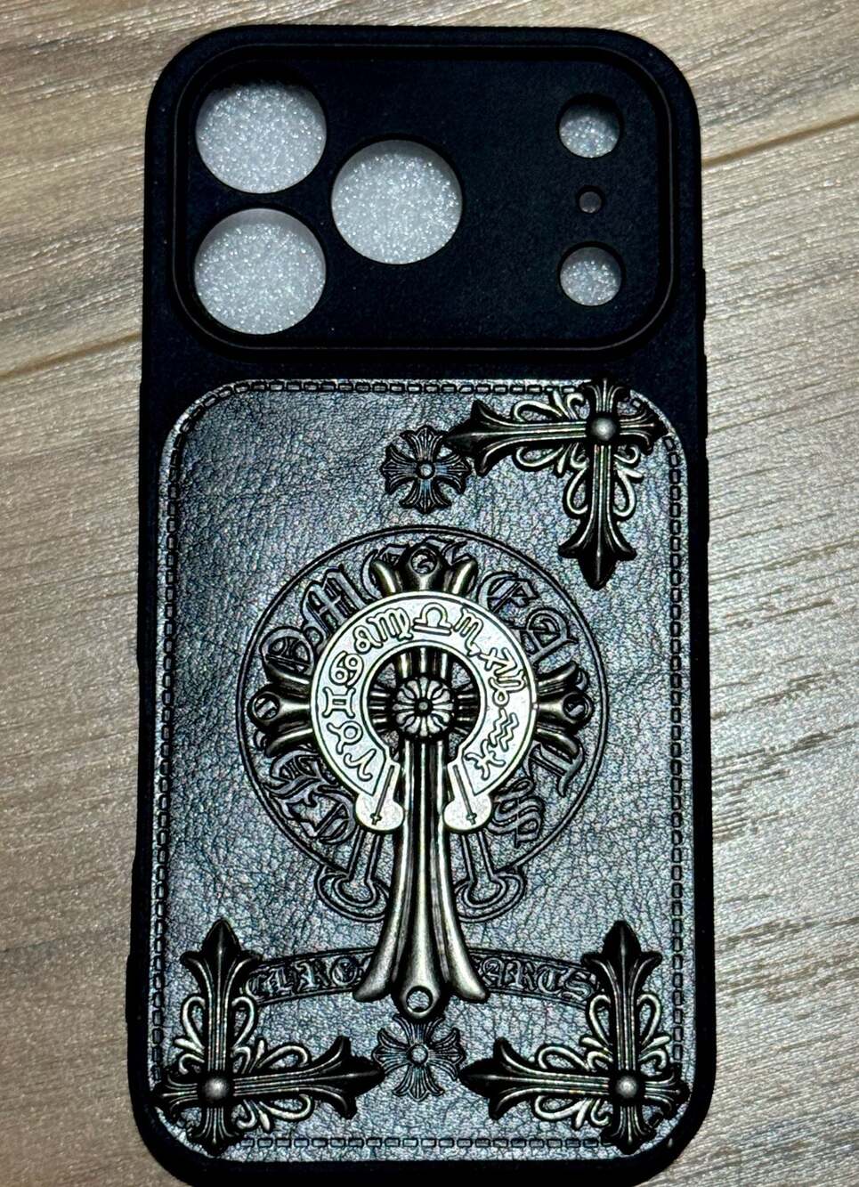 Gothic Style Cross Emblem Leather-Texture iPhone Protective Case IPhone 17 pro